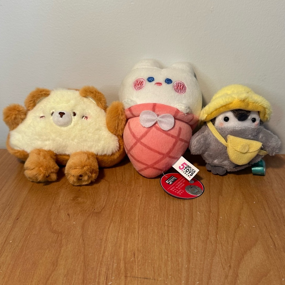Adorable Trio of Kawaii Plush Bag Clips